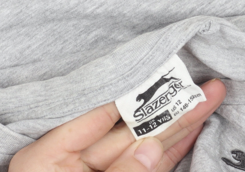 Slazenger Boys Grey T-Shirt, 11-12 Years, Casual, Short Sleeve
