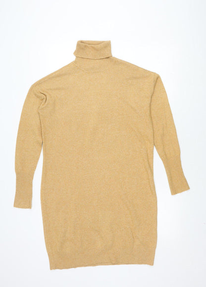 Vero Moda Women's Gold Roll Neck T-Shirt Dress S