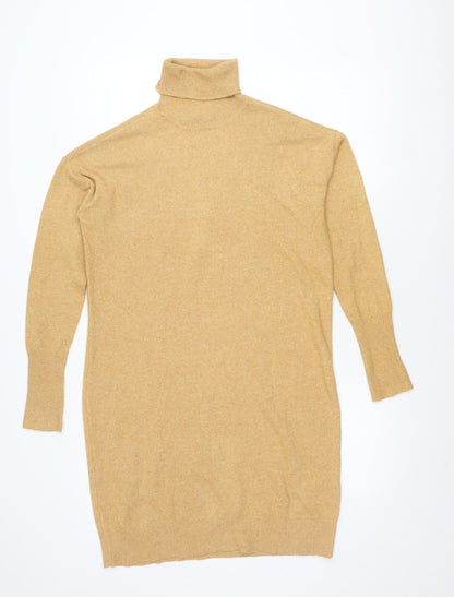Vero Moda Women's Gold Roll Neck T-Shirt Dress S