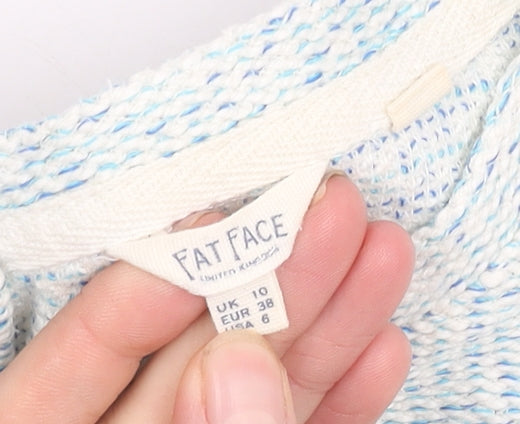 Womens UK Size 10 Fat Face Blue Cardigan Jumper