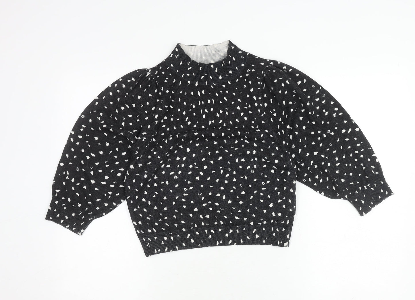 Womens UK Size 10 Dancing Leopard Black Tunic Blouse