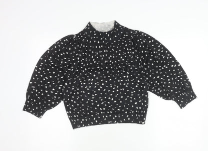 Womens UK Size 10 Dancing Leopard Black Tunic Blouse