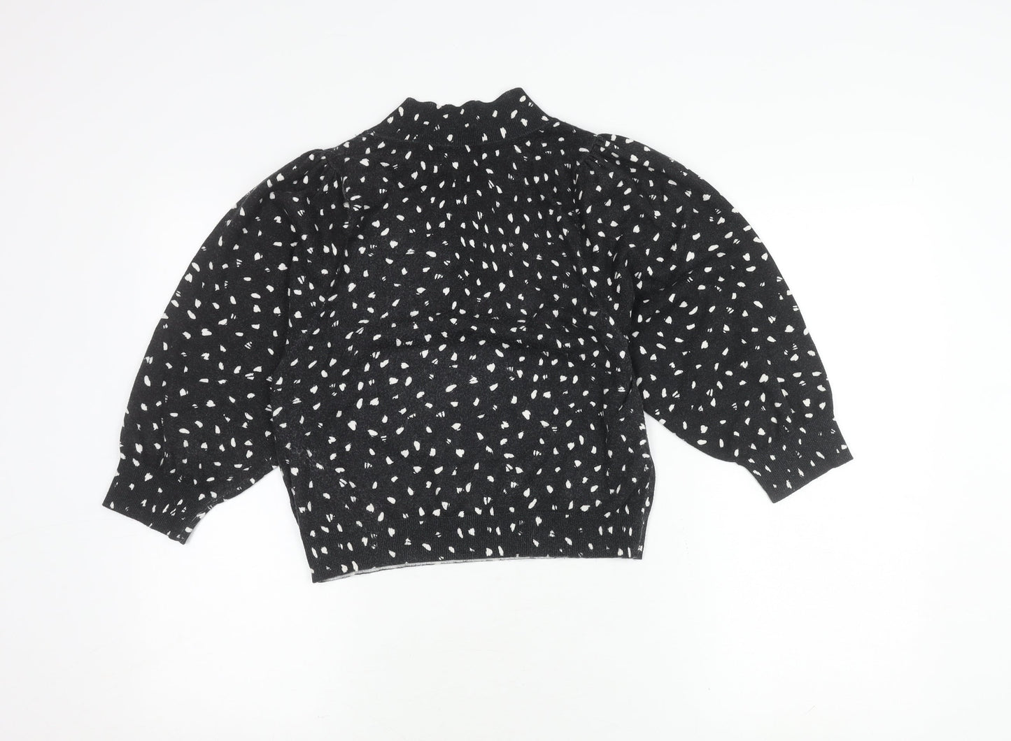 Womens UK Size 10 Dancing Leopard Black Tunic Blouse