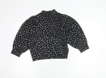 Womens UK Size 10 Dancing Leopard Black Tunic Blouse
