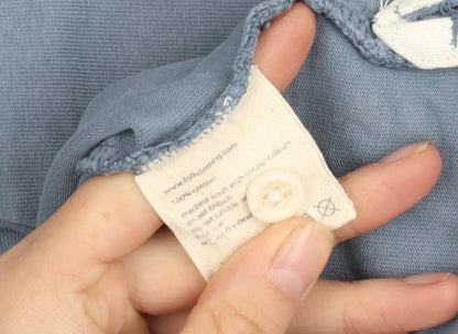 Folk Men's Blue Long Sleeve Polo Shirt, Size 4, Cotton