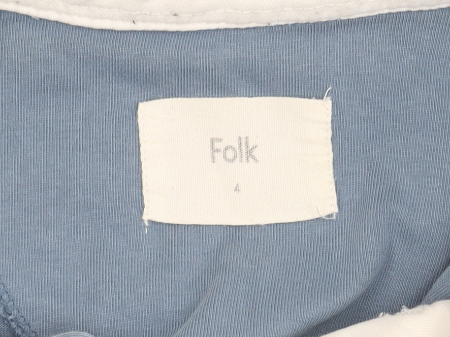 Folk Men's Blue Long Sleeve Polo Shirt, Size 4, Cotton