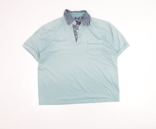 Gabicci Men's XL Blue Polo Shirt, Short Sleeve, Cotton