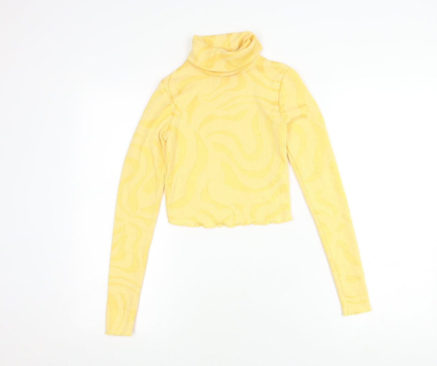 Bershka Women's Yellow Cropped Top, 2XS