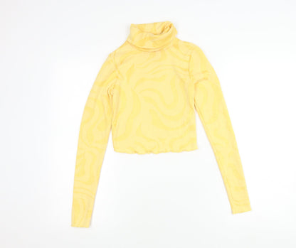 Bershka Women's Yellow Cropped Top, 2XS