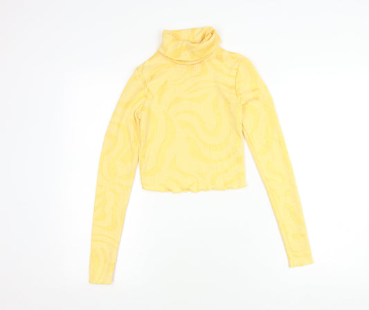 Bershka Women's Yellow Cropped Top, 2XS