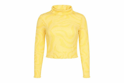 Womens UK Size 2XS Bershka Yellow Cropped Blouse
