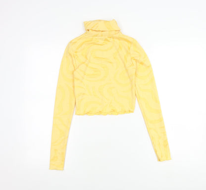 Bershka Women's Yellow Cropped Top, 2XS