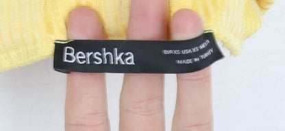 Bershka Women's Yellow Cropped Top, 2XS