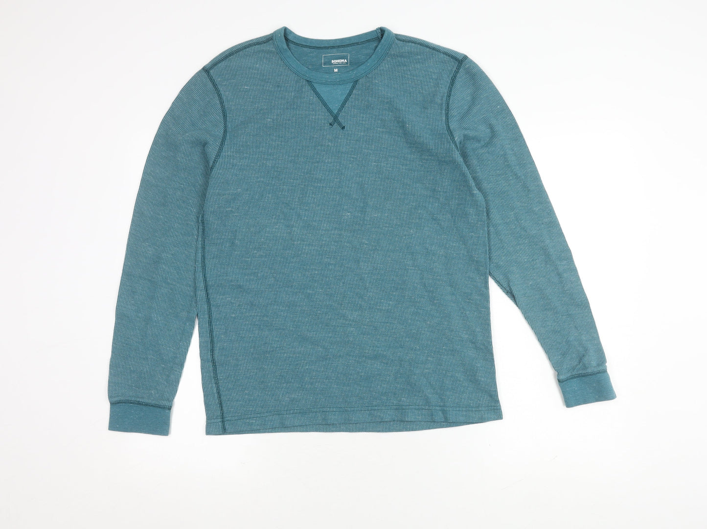 Sonoma Men's Blue Long Sleeve Crew Neck T-Shirt - M