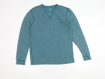 Sonoma Men's Blue Long Sleeve Crew Neck T-Shirt - M