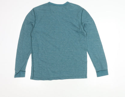 Sonoma Men's Blue Long Sleeve Crew Neck T-Shirt - M