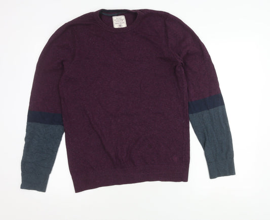 Fat Face Men's Purple Cotton Cashmere Pullover, Size S