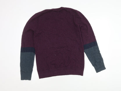 Fat Face Men's Purple Cotton Cashmere Pullover, Size S