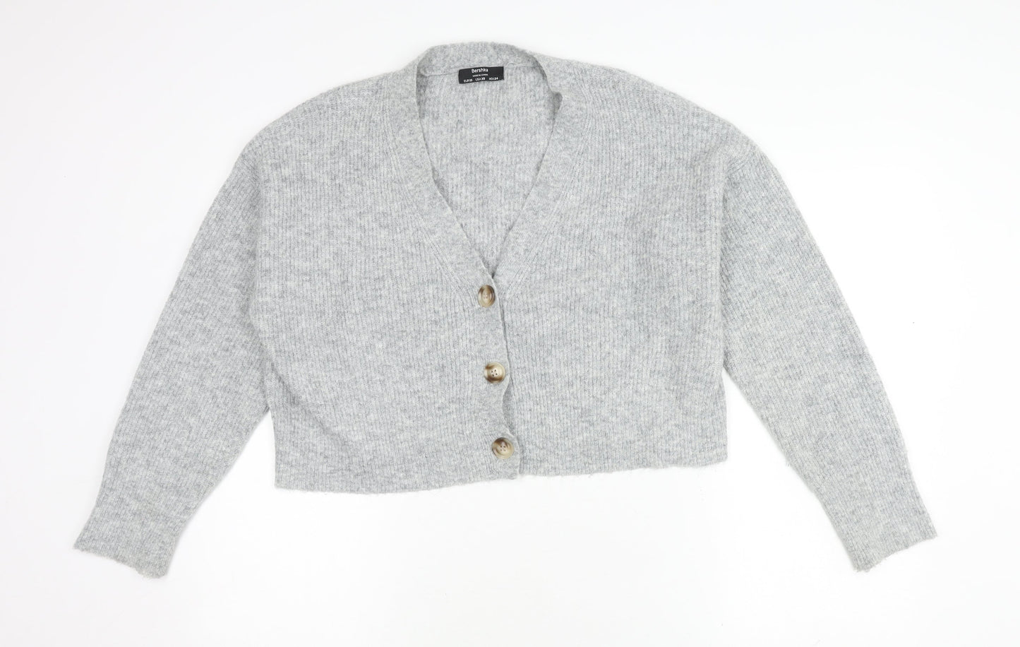 Womens UK Size XS Bershka Grey Cardigan Jumper