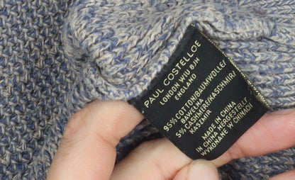 Paul Costelloe Men’s Blue Cashmere Blend Pullover Jumper, S