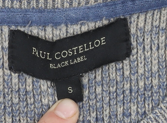 Paul Costelloe Men’s Blue Cashmere Blend Pullover Jumper, S