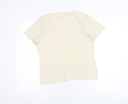 Principles Women's Beige Scoop Neck T-Shirt Size 14