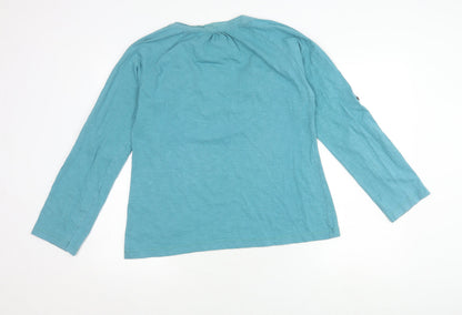 Mudd & Water Women's Blue Cotton Henley Long Sleeve T-Shirt