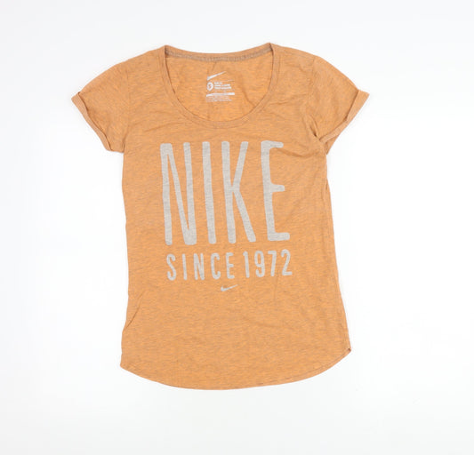Nike Orange Women's Slim Fit T-Shirt, S, Casual Style
