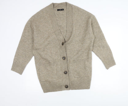 MNG Unisex Beige XS Knit Cardigan