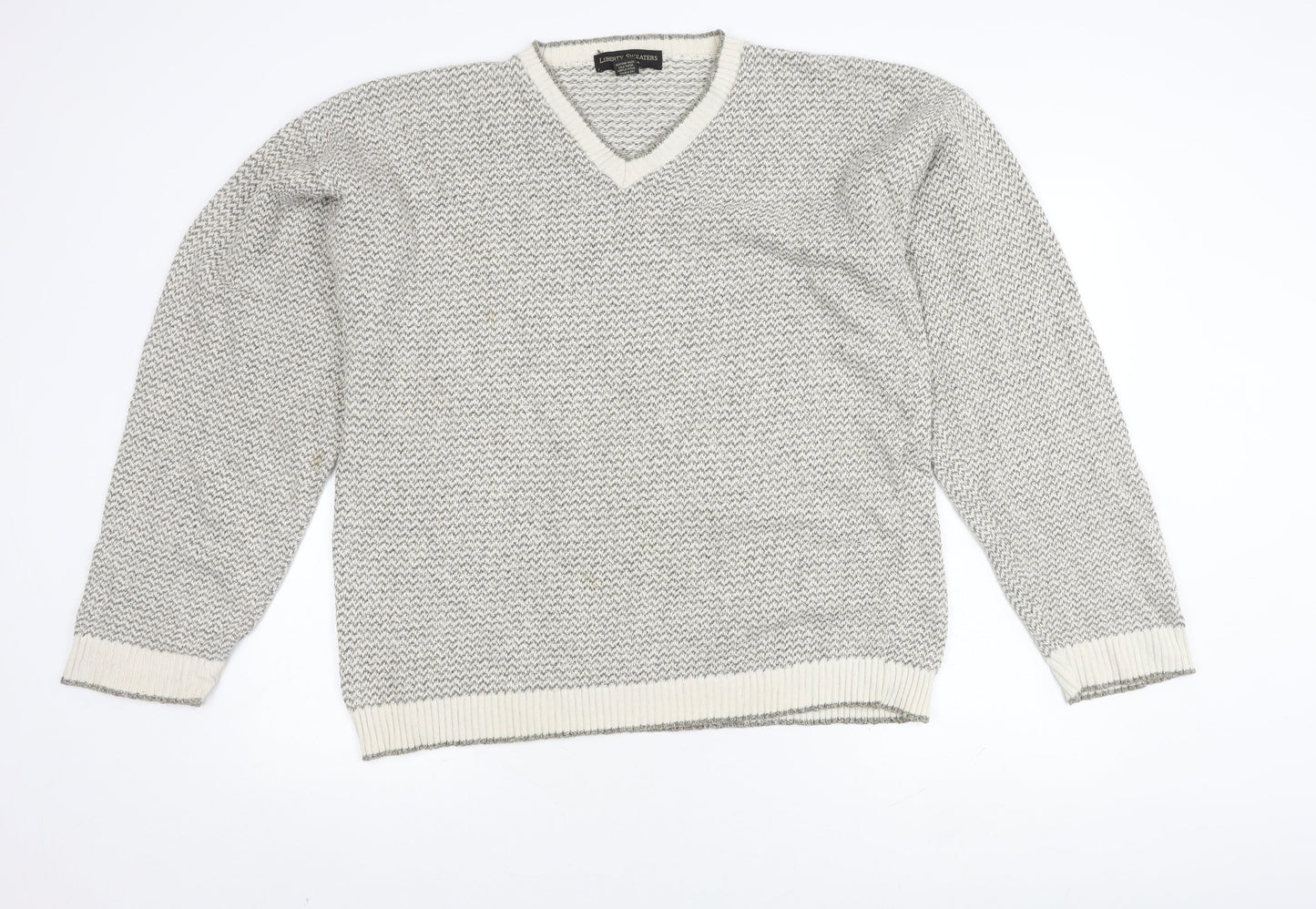 Liberty Sweaters Men's Grey V-Neck Pullover Jumper L