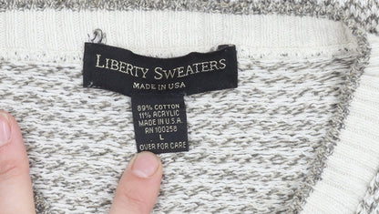 Liberty Sweaters Men's Grey V-Neck Pullover Jumper L