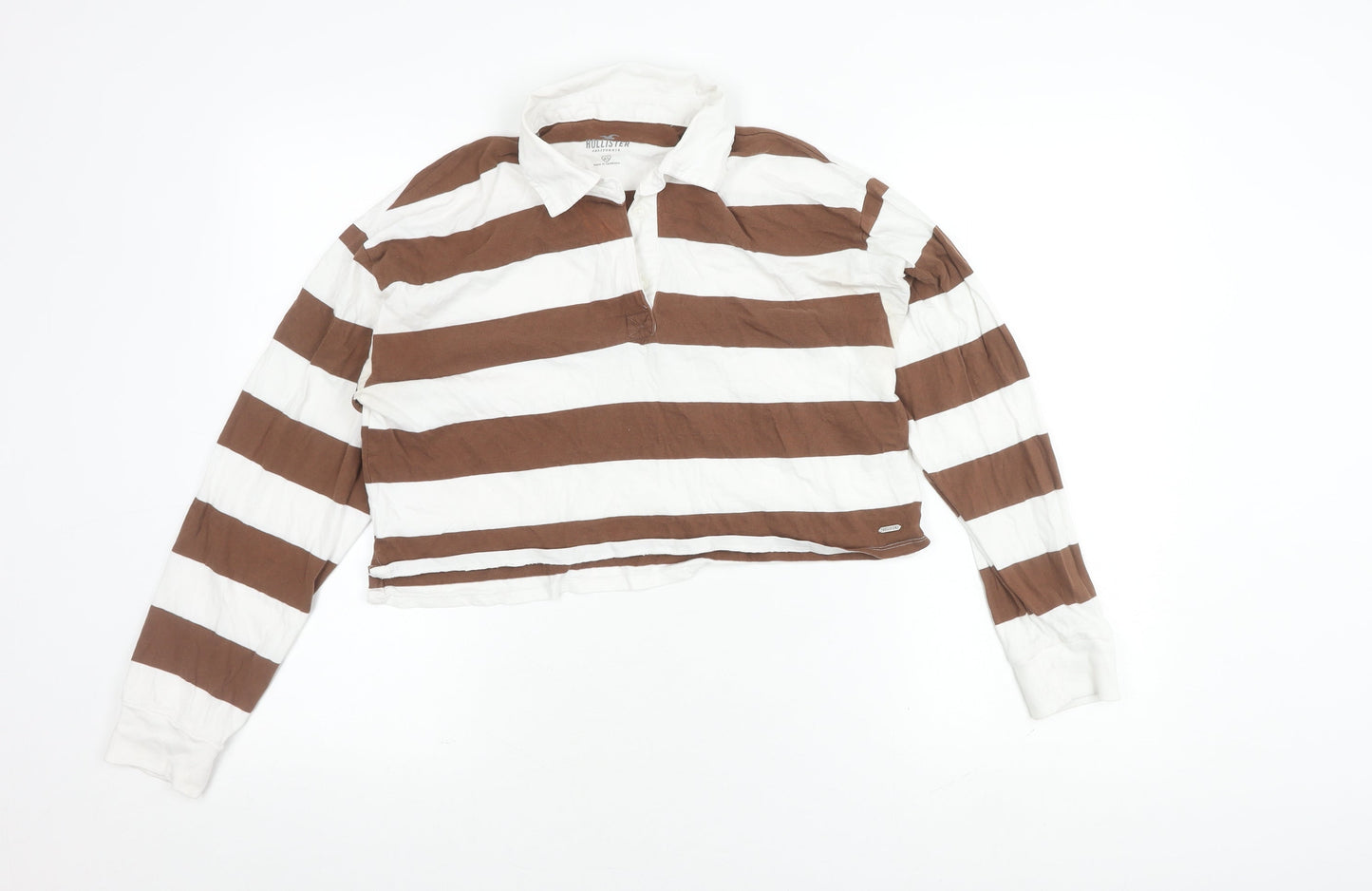 Womens UK Size XS Hollister Brown Cropped Polo