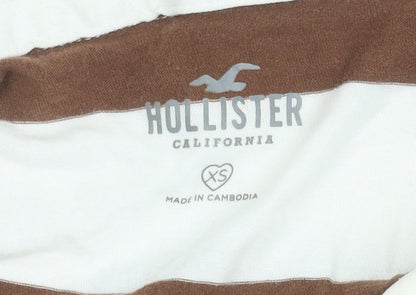 Womens UK Size XS Hollister Brown Cropped Polo