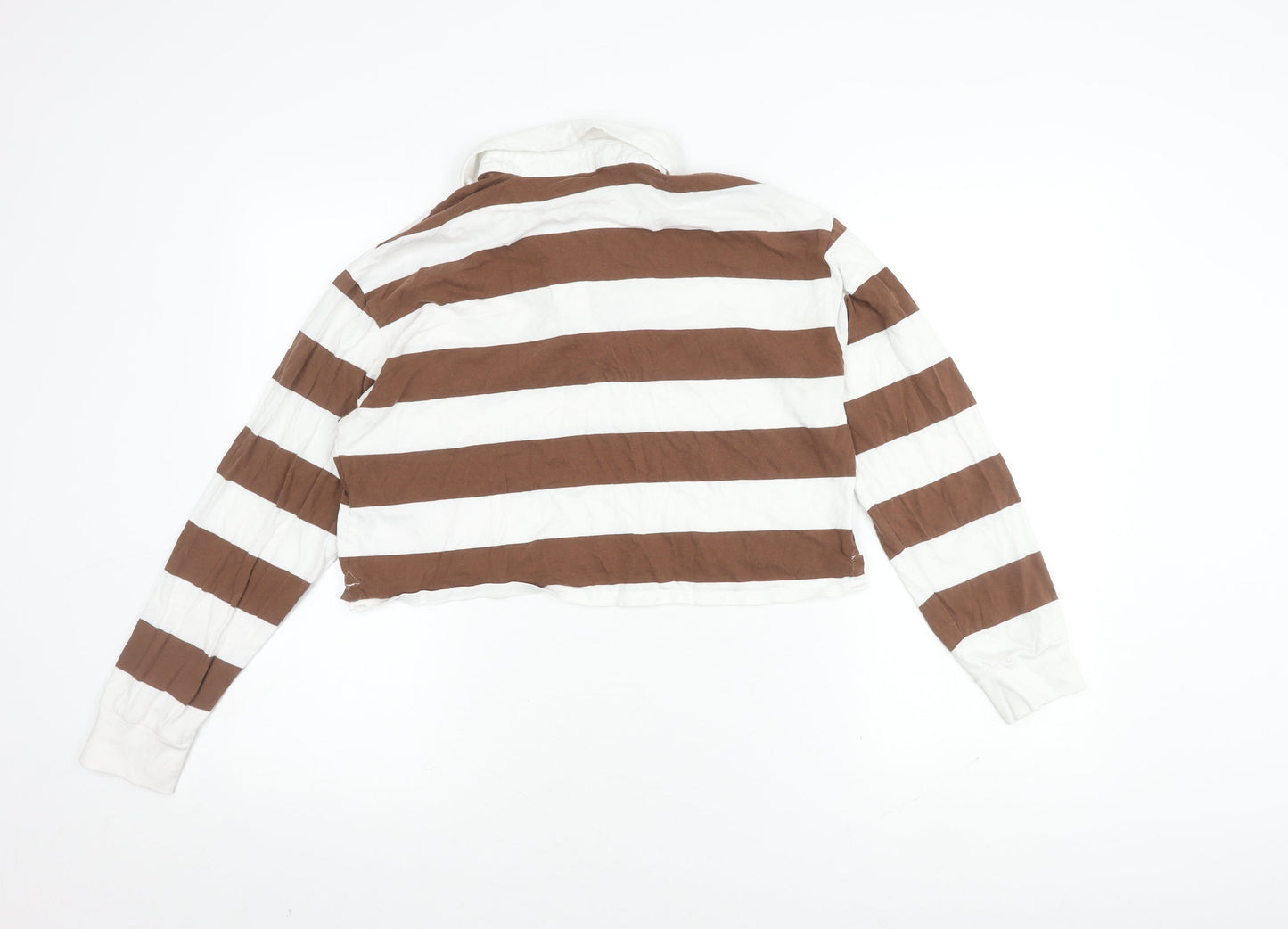Womens UK Size XS Hollister Brown Cropped Polo