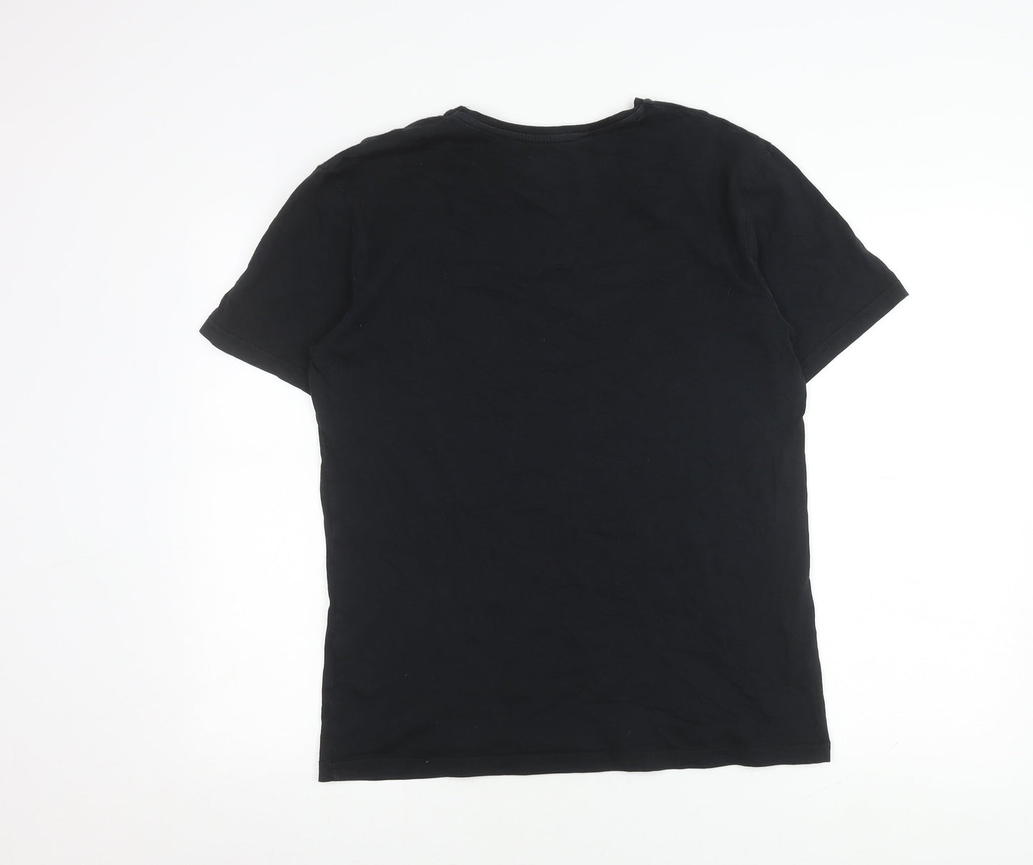 Super Mario Men's Black Graphic Tee, Size L, Cotton