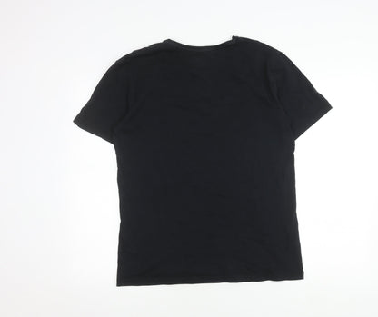 Super Mario Men's Black Graphic Tee, Size L, Cotton