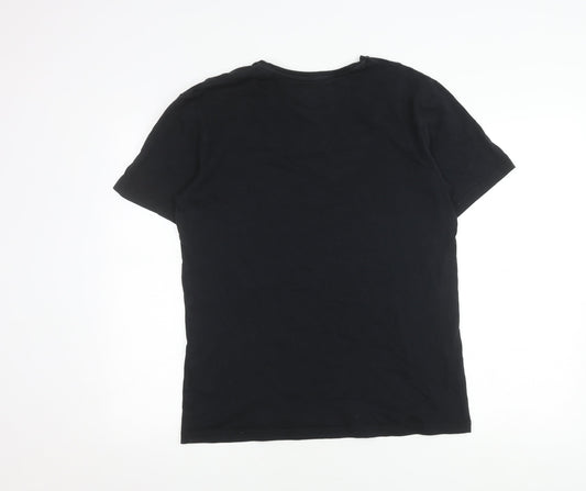 Super Mario Men's Black Graphic Tee, Size L, Cotton