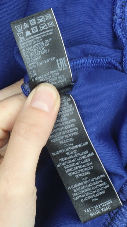 Womens UK Size 14 Marks and Spencer Blue Basic Blouse