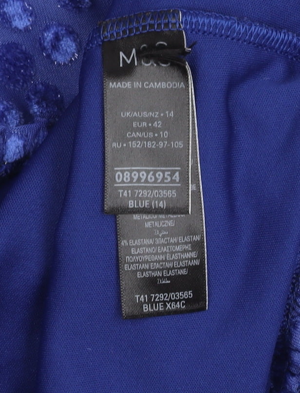 Womens UK Size 14 Marks and Spencer Blue Basic Blouse