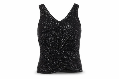 Grace Karin Women's Black Sequin Tank Top, Size L, V-Neck