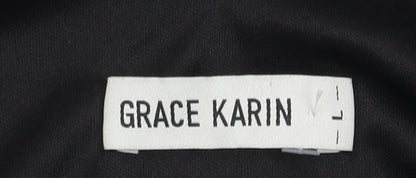 Grace Karin Women's Black Sequin Tank Top, Size L, V-Neck