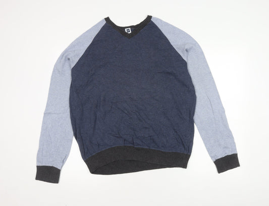 GAP Men's Pullover Jumper, Blue, L, V-Neck, Casual