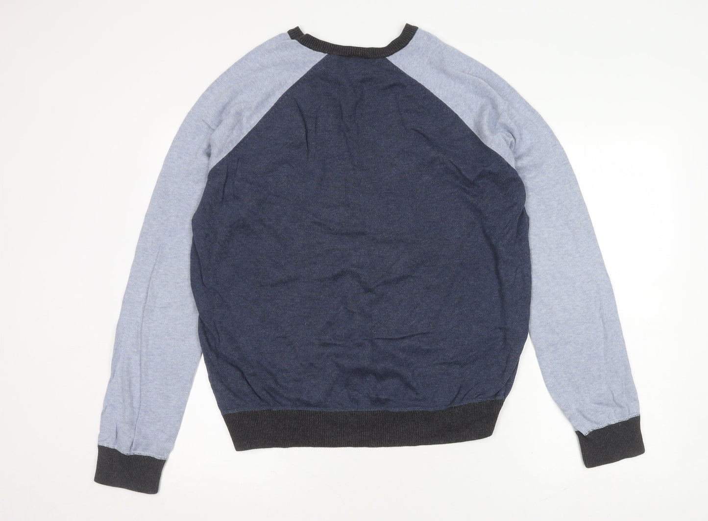 GAP Men's Pullover Jumper, Blue, L, V-Neck, Casual