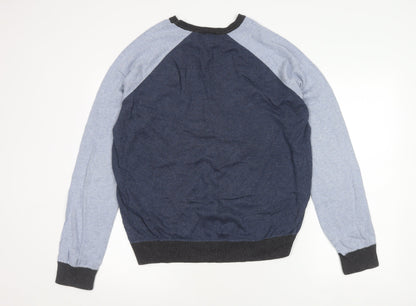 GAP Men's Pullover Jumper, Blue, L, V-Neck, Casual