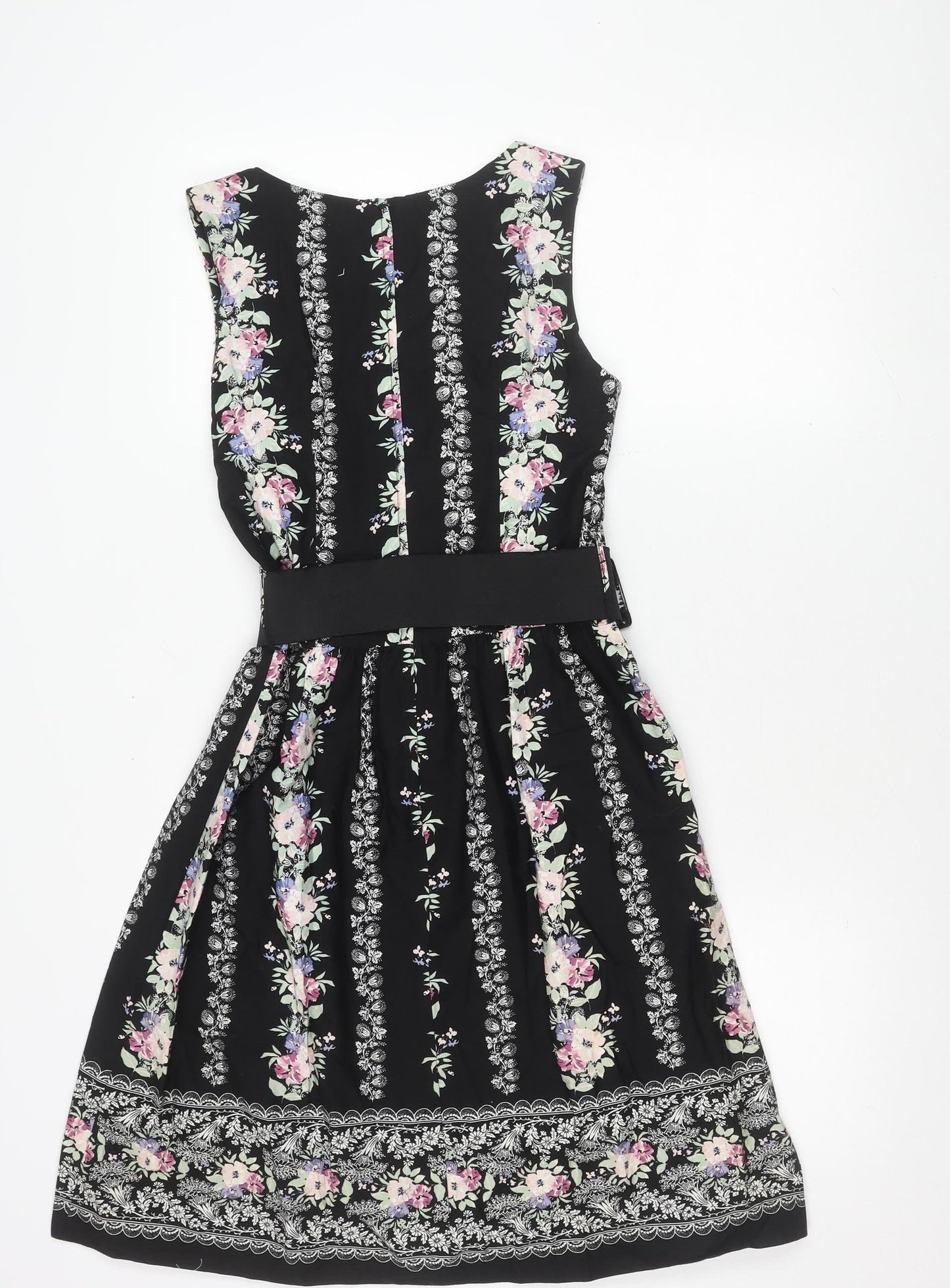 Dorothy Perkins Women's Black Floral A-Line Dress Size 8