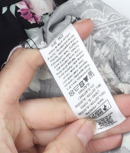 Dorothy Perkins Women's Black Floral A-Line Dress Size 8