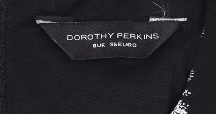 Dorothy Perkins Women's Black Floral A-Line Dress Size 8