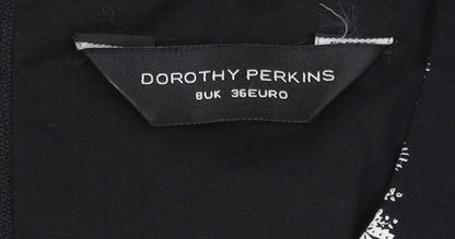 Dorothy Perkins Women's Black Floral A-Line Dress Size 8