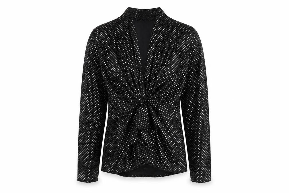 C&A Women's Black Polka Dot V-Neck Top Size 10