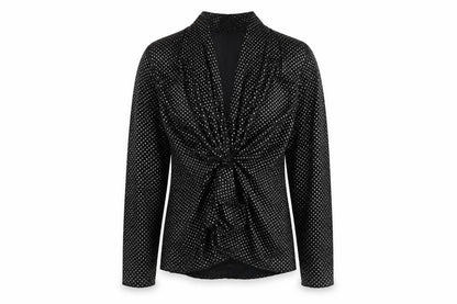 C&A Women's Black Polka Dot V-Neck Top Size 10
